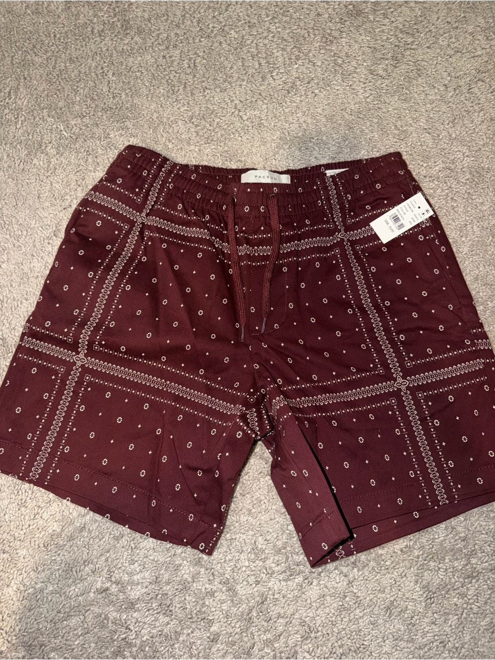 PacSun Men's Maroon Bandana Print Shorts